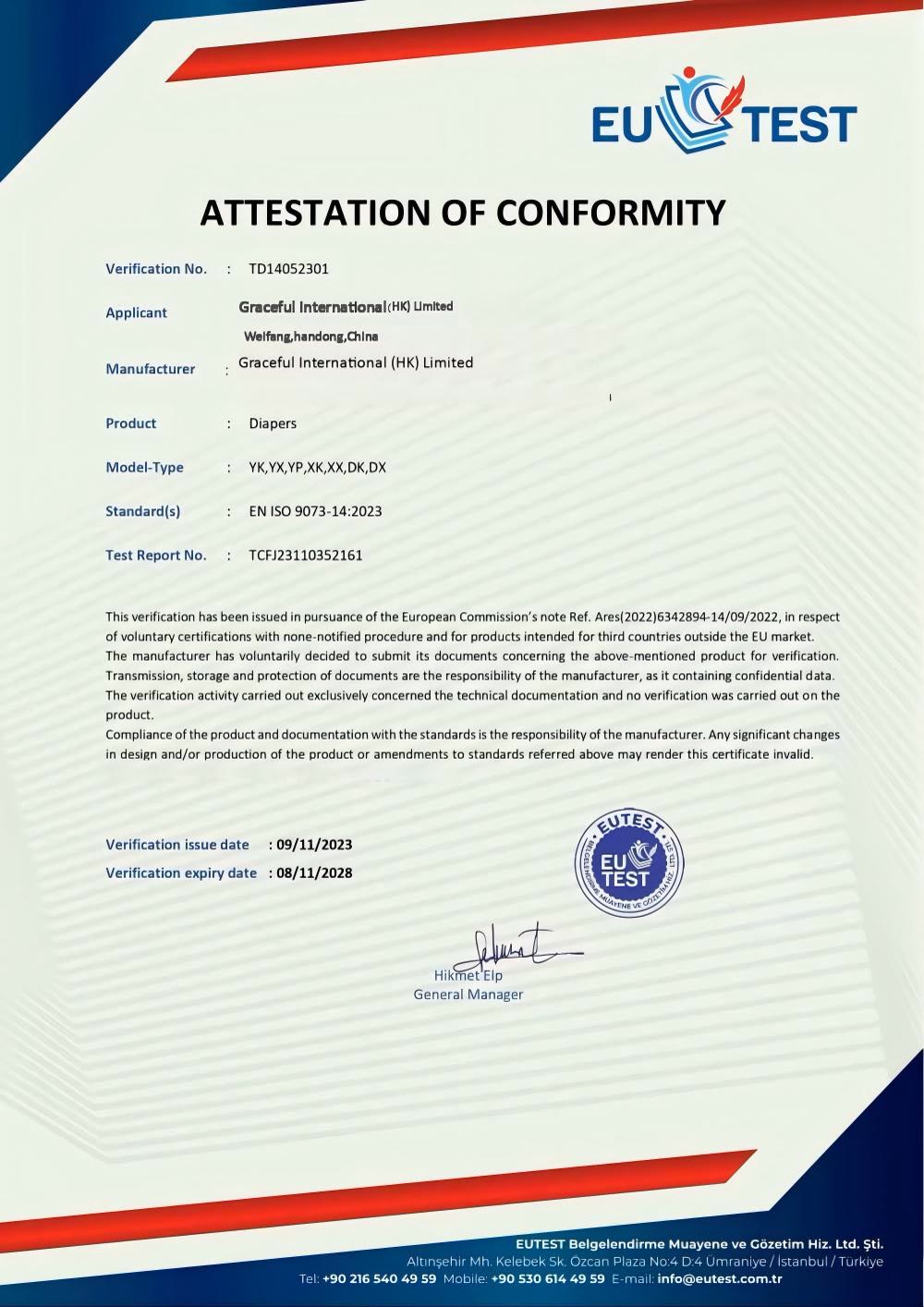 EU Attestation of Conformity - EU TEST